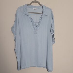 Jane & Delancy Light Blue Chambray Women's Top Sz 3x